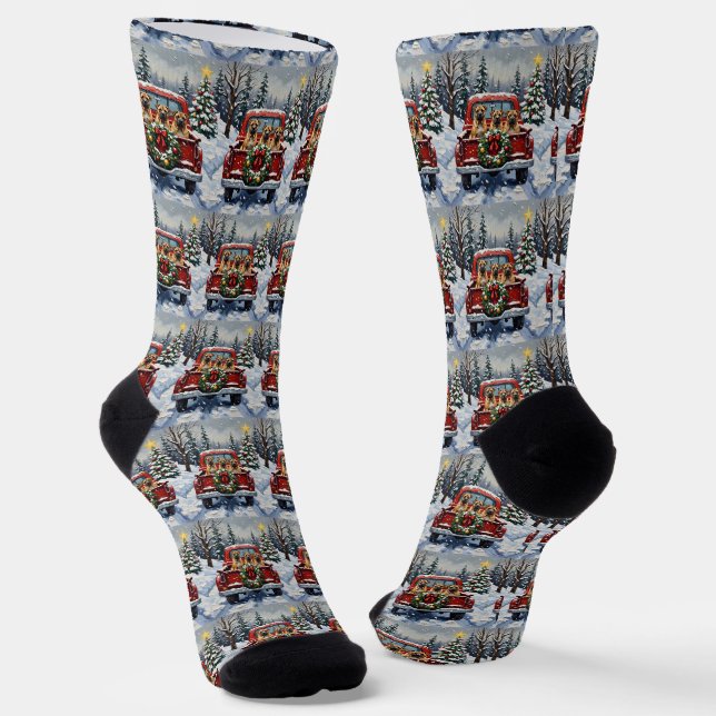 Chaussette Shar Pei Christmas Red Truck Holiday (Angulaire)