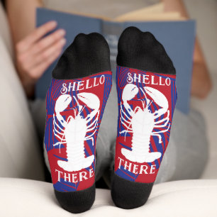 Chaussette Shello There Homard Floral Bleu et Rouge