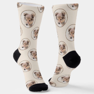 Chaussette Shetland Sheepdog Puppy Peinture Sheltie Chien Art