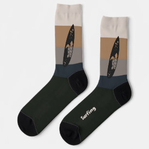 Chaussette Silhouette de planche de surf sur couleur d'humeur