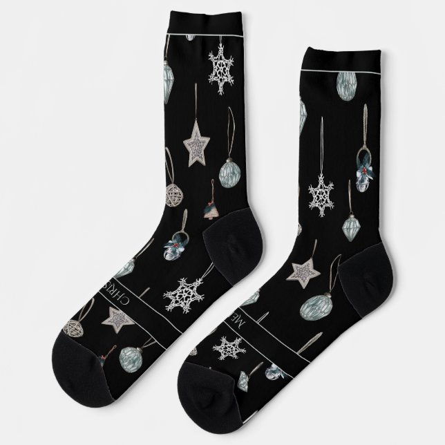 Chaussette Silver Tree Toys on Black Christmas (Gauche)