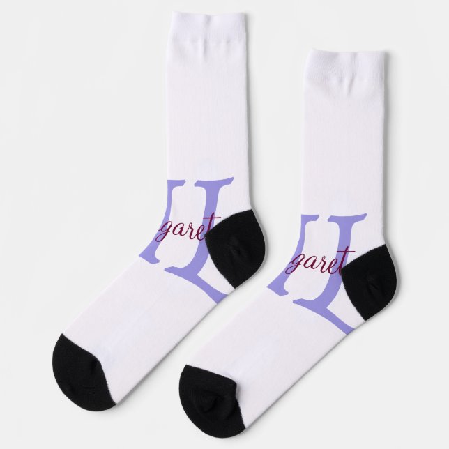Chaussette simple ajout de nom monogramme rose rouge jeton (Gauche)