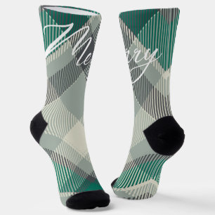 Chaussette Simple Fun Carreaux Gingham Joyeux Noël Vacances