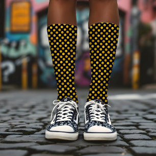 Chaussette Simple mignonne fille noir et or Pois de luxe