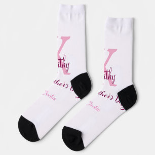 Chaussette simple monogramme minimaliste de fête des mères no