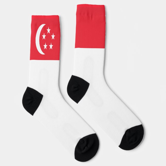 Chaussette Singapour Drapeau amusant Singapour National Pride (Droite)