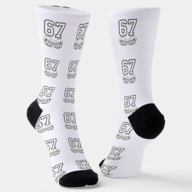 Chaussette Six Seven 6 7 Meme Funny Hands Socks (Angulaire)
