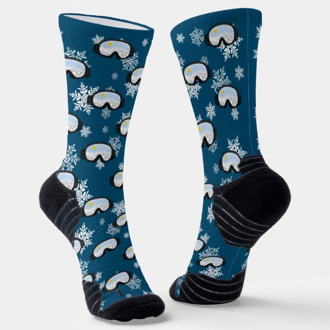 Chaussette Ski Goggers Mountain Skier Snowboarder Navy Blue (Angulaire)