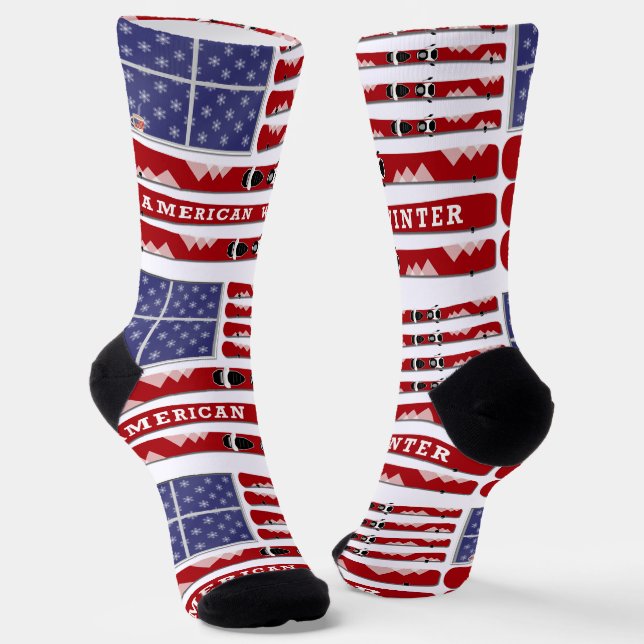 Chaussette Skis and Snowflakes USA Flag (Angulaire)