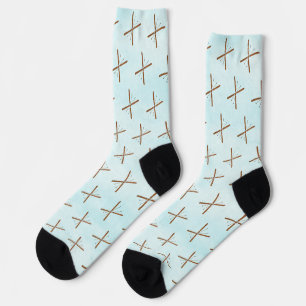 Chaussette Skis De Fond Et Poles Sur Chaussettes À Neige