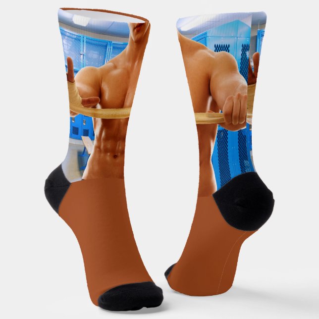 Chaussette SlipperyJoe homme musclé abs vestiaire pièce carre (Angulaire)