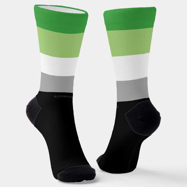 Chaussette SlipperyJoe's Aromantic Pride Drapeau gay cadeaux  (Angulaire)