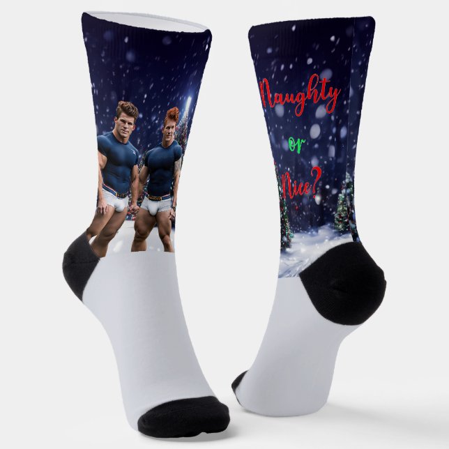 Chaussette SlipperyJoe's décoré enneigé de Noël tre (Angulaire)
