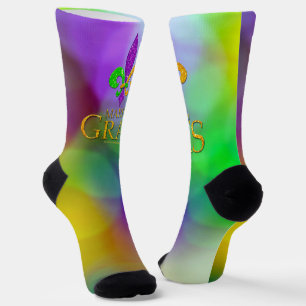 Chaussette SlipperyJoe's Mardi Gras violet or vert fleur-d