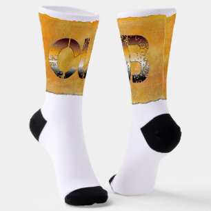 Chaussette SlipperyJoe's petit ours mot orange-brun pro