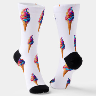 Chaussette SlipperyJoe's vibrante crème glacée cone classique