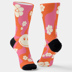 Chaussette Smile - rose, orange et crème