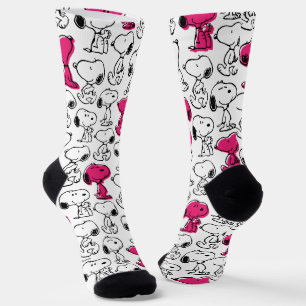 Chaussette Snoopy Black & Magenta Motif