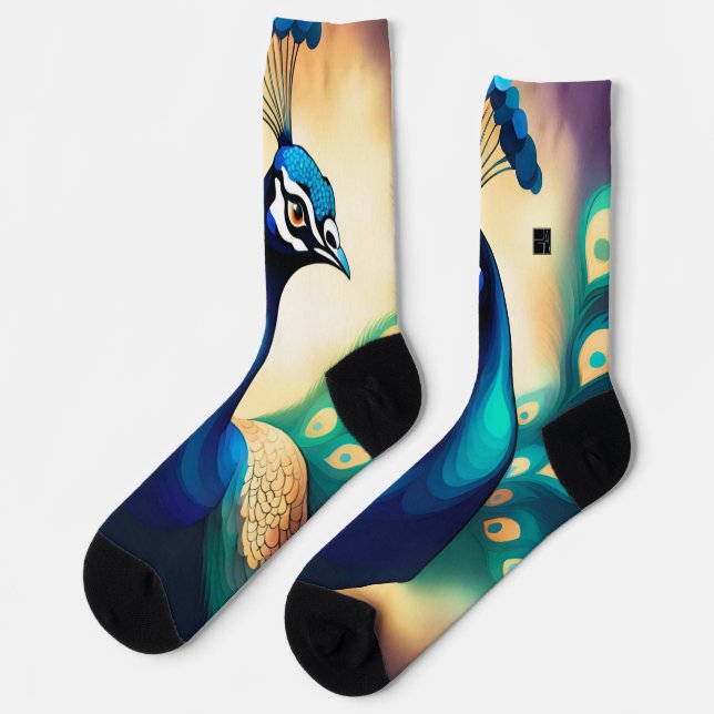 CHAUSSETTE SOCK BLEU GOLD PEACOCK (Gauche)