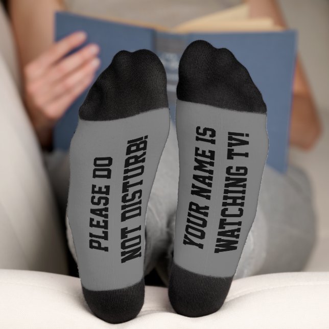 Chaussette Socks de message PERSONNALISÉS gris (Fond)