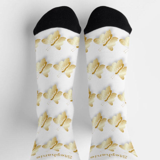 Chaussette Socks Gold Butterfly Design (Haut)