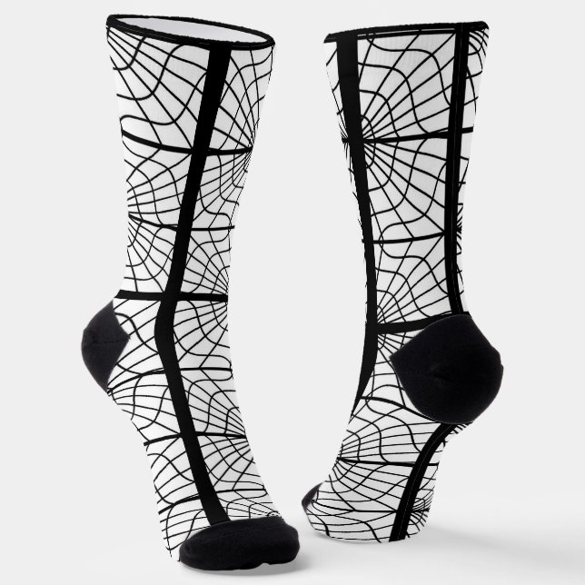 Chaussette Socles d'impression Spiderweb en Unisex noir et bl (Angulaire)