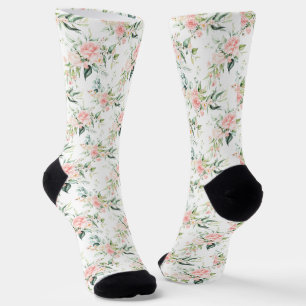 Chaussette Soft Pastel Rose Rose Flower Motif