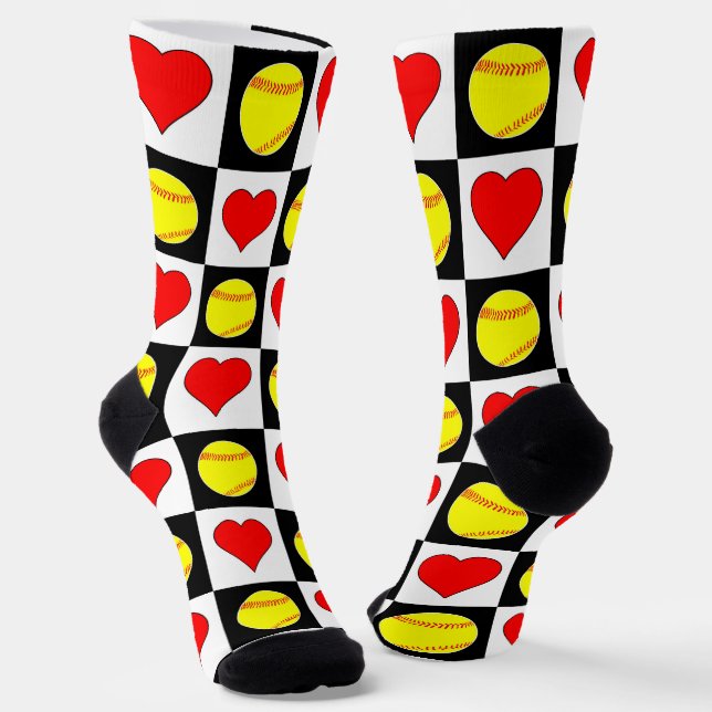 Chaussette Softball Player Fastpitch Softballs & Heart Sports (Angulaire)