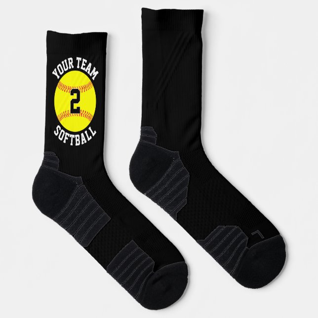 Chaussette Softball Player Personnalisé Nom et numéro de l'éq (Droite)