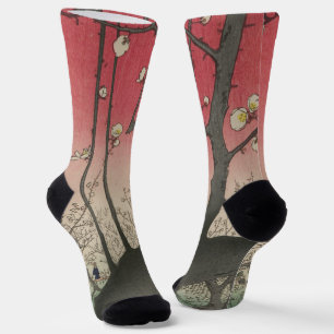 Chaussette soleil couchant japonais pruniers arbres