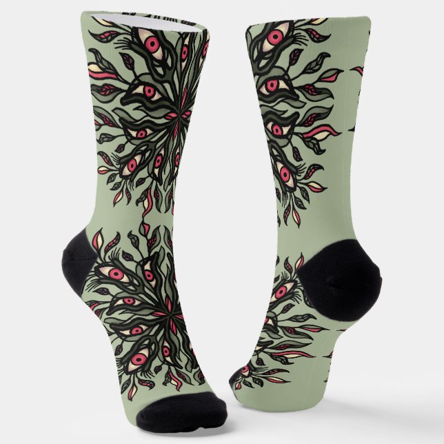 Chaussette Sorcière verte folle nature déplaisante psychédéli (Angulaire)