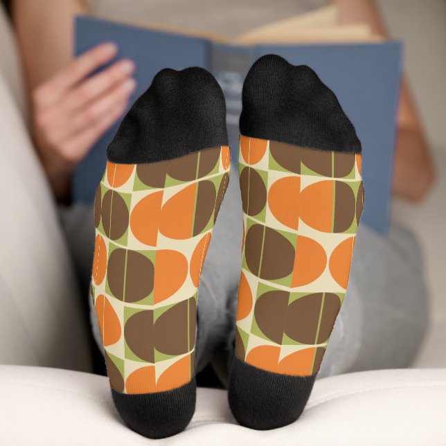 Chaussette Soudain 70 Orange Brown Green Géométrique (Fond)