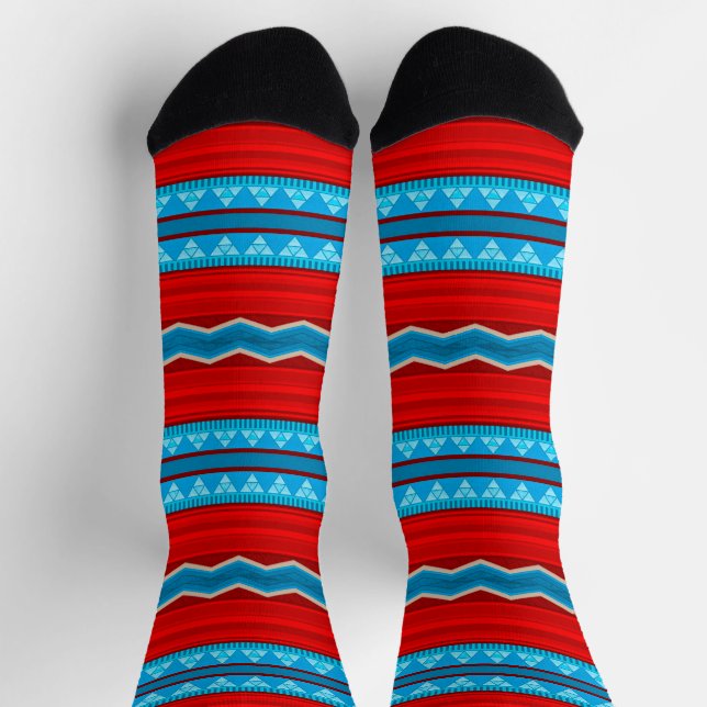 Chaussette Southwest River Canyon Rouge et Turquoise (Haut)