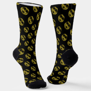 Chaussette Sparkly Smile face or scintille motif noir