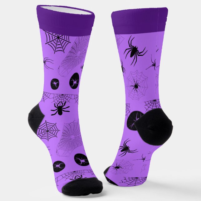 Chaussette Spooky Lavender & Black Halloween Socks with Name (Angulaire)