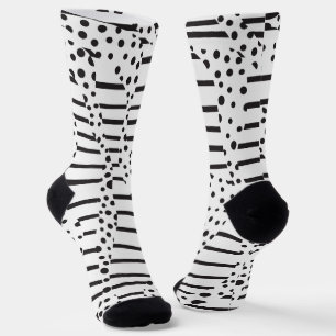 Chaussette Spots et bandes 2 en noir et blanc