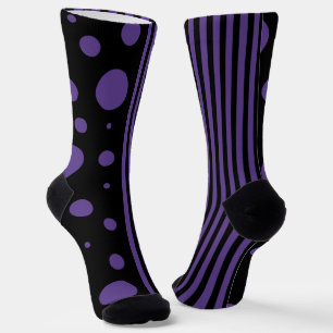Chaussette Spots et rayures en violet et noir