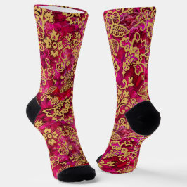 Chaussette Stencil Or Floral et texturé Rose Ground