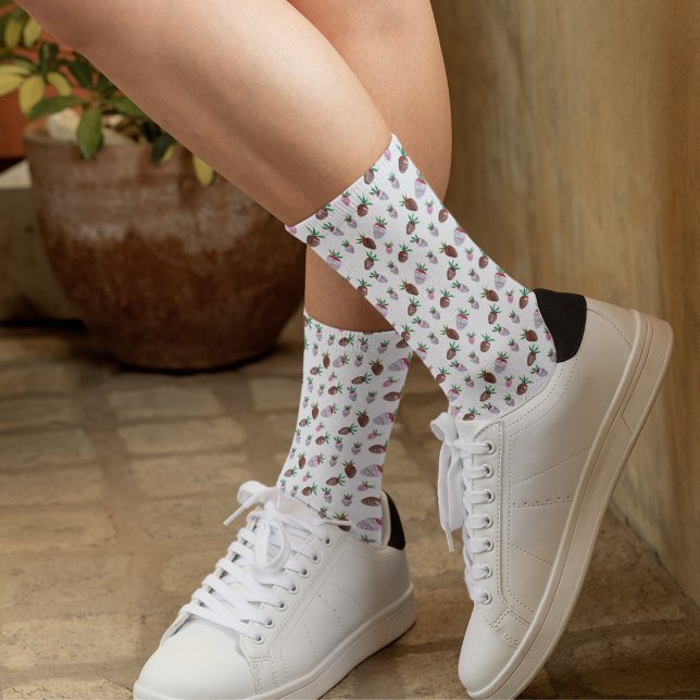 Chaussette Stickers de fraises couvertes de chocolat d'aquare (Créateur téléchargé)