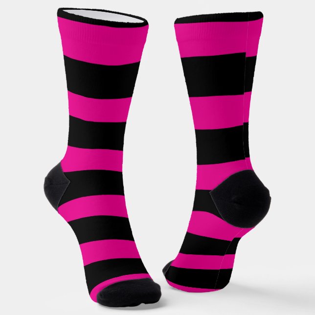 Chaussette Stripes inégales - Magenta et noir (Angulaire)