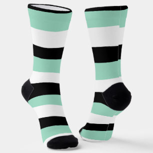 Chaussette Stripes inégales - Mint vert, blanc et noir