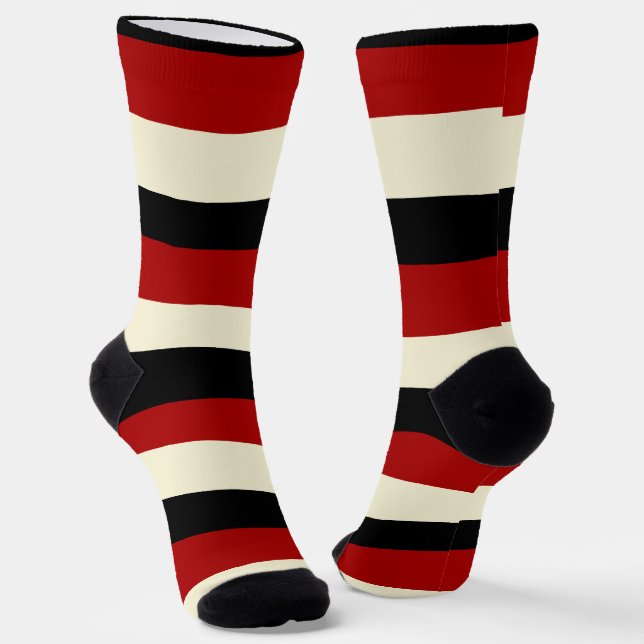 Chaussette Stripes inégales - Rouge et Crème (Angulaire)