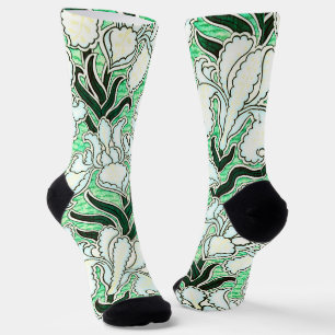 Chaussette Style Art Déco cool Motif Floral Chaussettes Verte