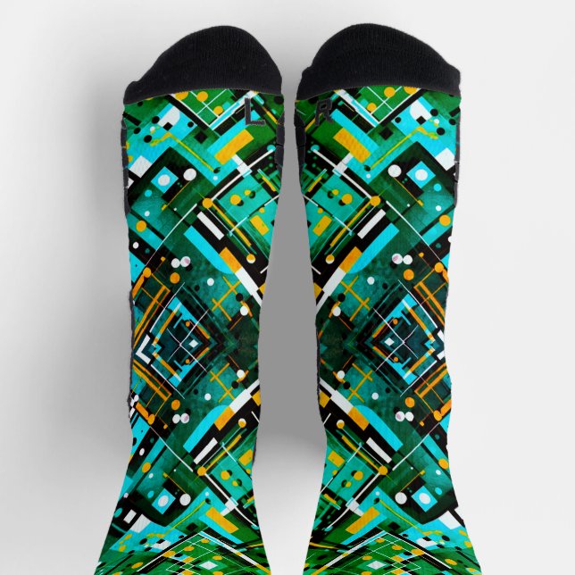 Chaussette Style Cubiste Aqua (Haut)