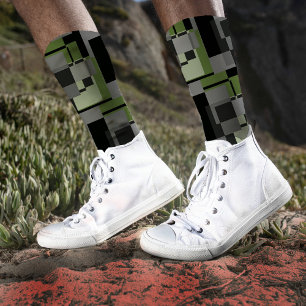 Chaussette Style Mondrian Gris Vert Abstrait Motif moderne