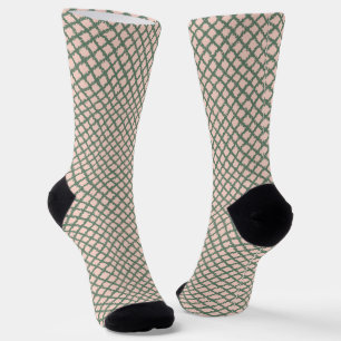 Chaussette Style Vert foncé Pastel rose Plaid