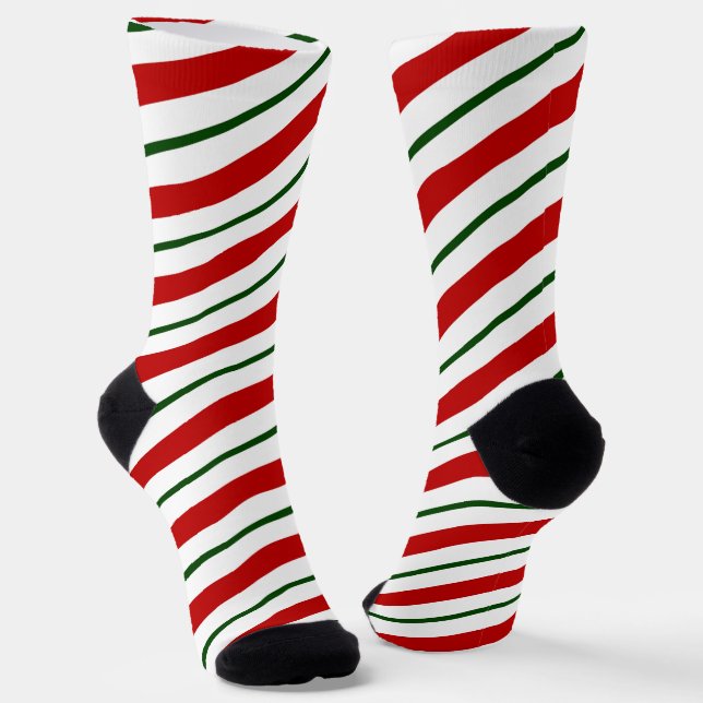 Chaussette Sucre de canne rouge et vert rayures Noël (Angulaire)