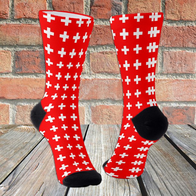 Chaussette Suisse Chaussettes, patriotique suisse Drapeau mod (Créateur téléchargé)