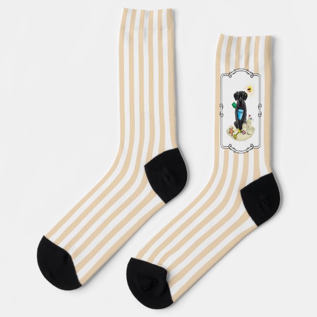 Chaussette Summer Beach Black Lab Labrador Retriever Cute (Gauche)