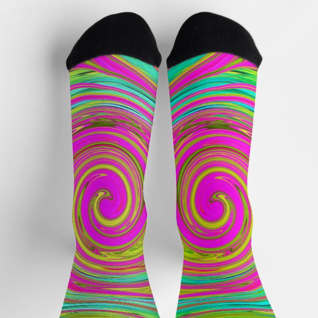 Chaussette Super Abstrait rose et turquoise (Haut)